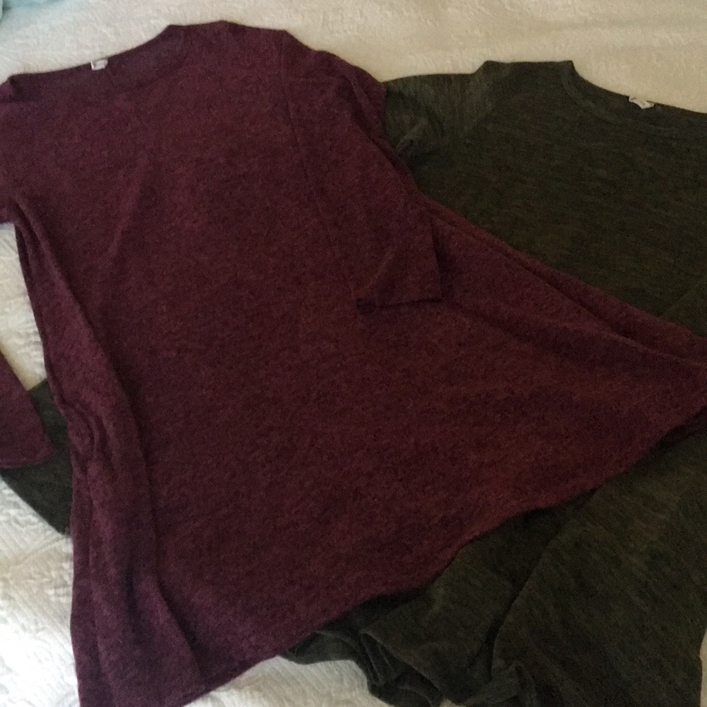 2 Swing dresses-burgundy and Hunter green